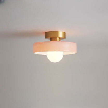 French Bauhaus Ceiling Lamp | Minimalist Brass & Glass Light 12