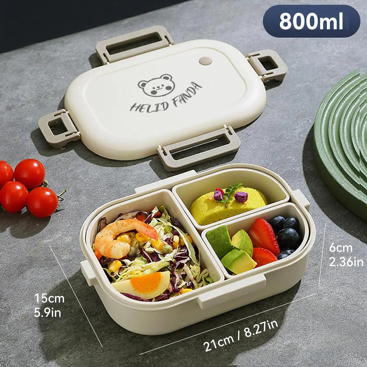 FreshMate | Portable Bento Lunch Box | Leak-Proof with 3 Compartments 8