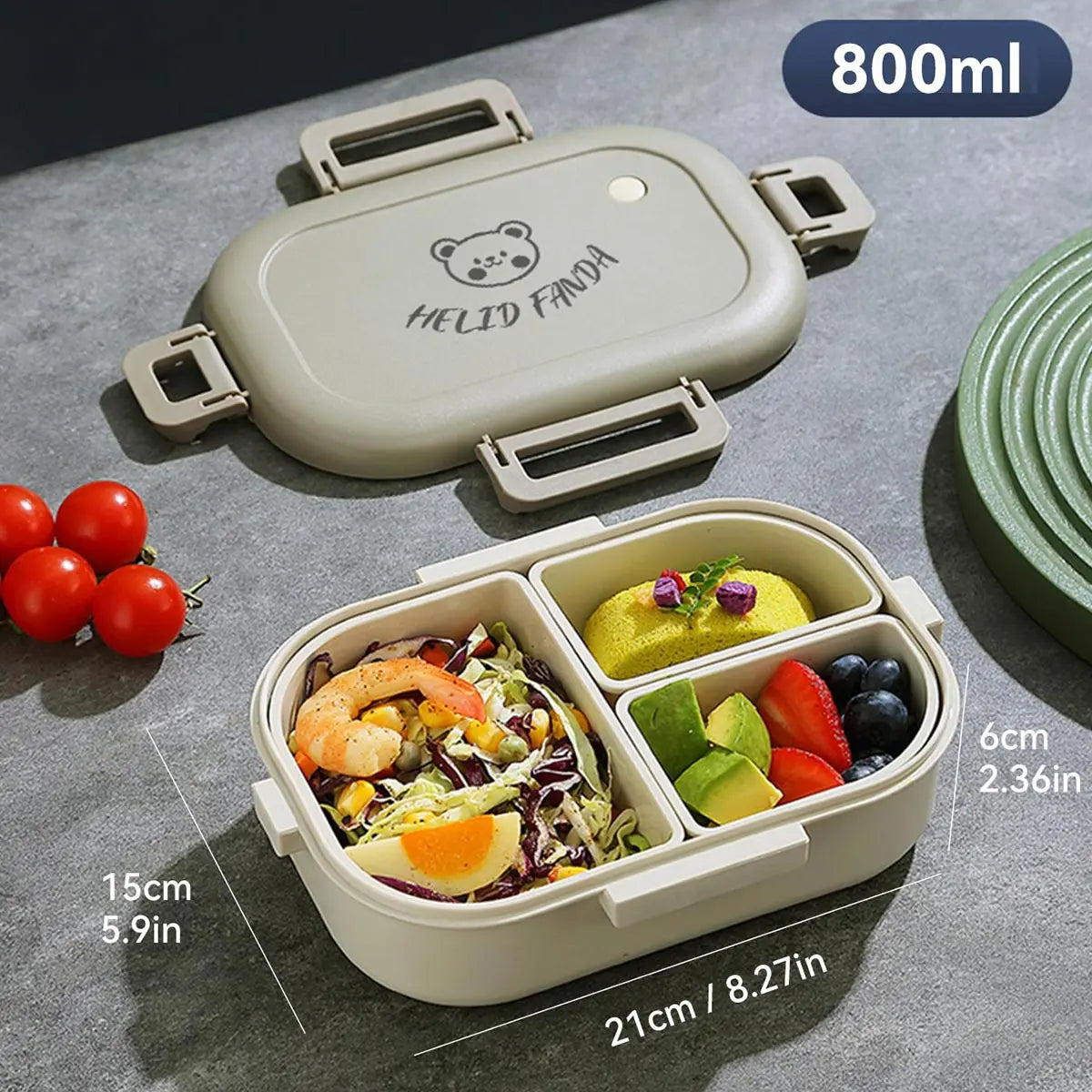 FreshMate | Portable Bento Lunch Box | Leak-Proof with 3 Compartments 9