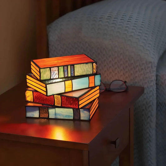 GlassArtisan | Charming Handcrafted Stained Glass Book Table Lamp 0