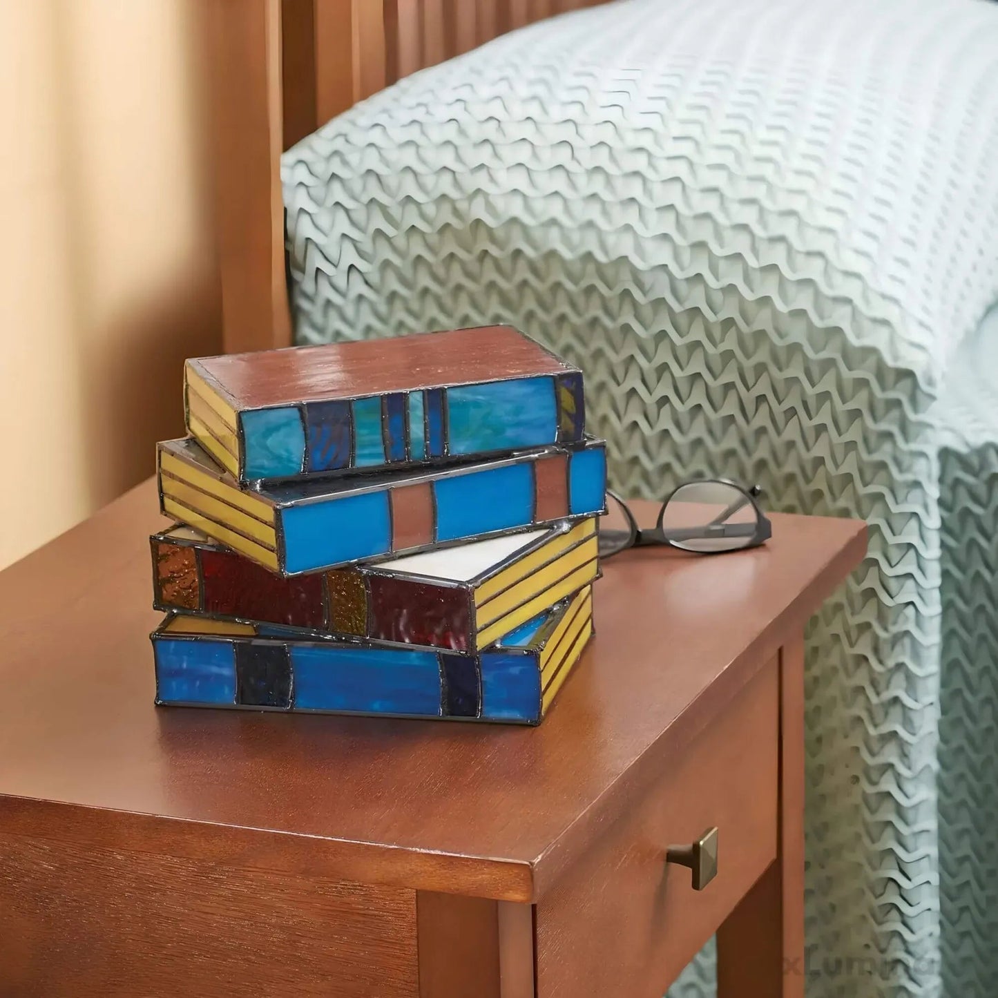 GlassArtisan | Charming Handcrafted Stained Glass Book Table Lamp 1