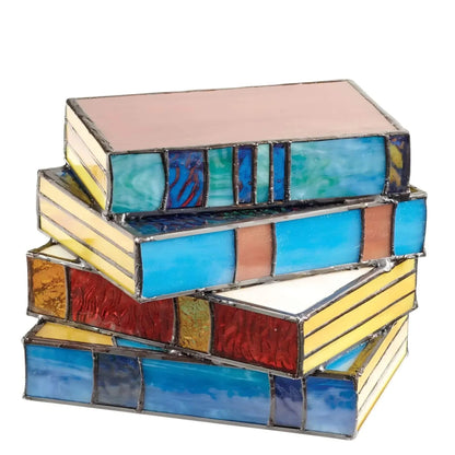 GlassArtisan | Charming Handcrafted Stained Glass Book Table Lamp 2