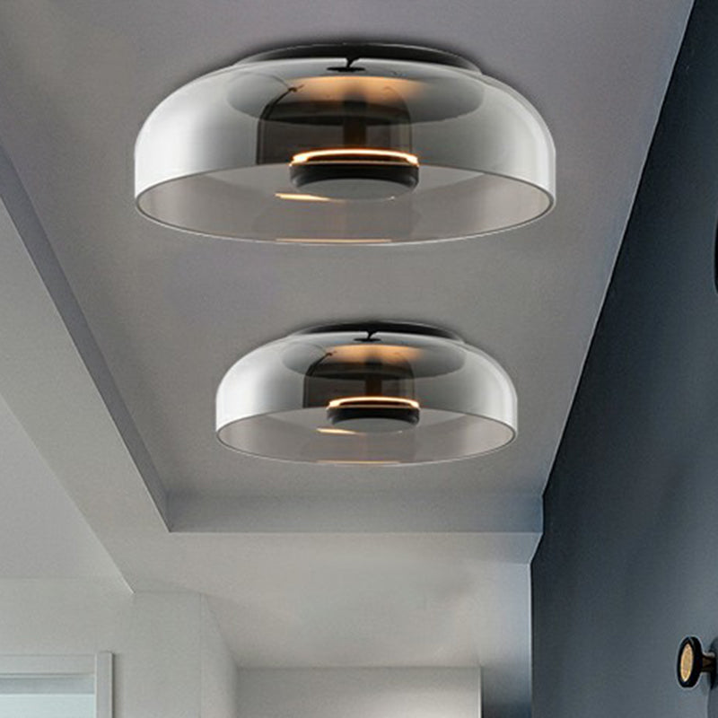 Glass LED Ceiling Light | Modern Amber & Smoke Grey Finish 0