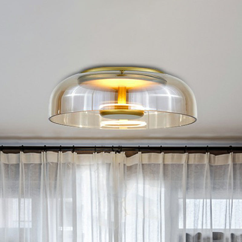 Glass LED Ceiling Light | Modern Amber & Smoke Grey Finish 1