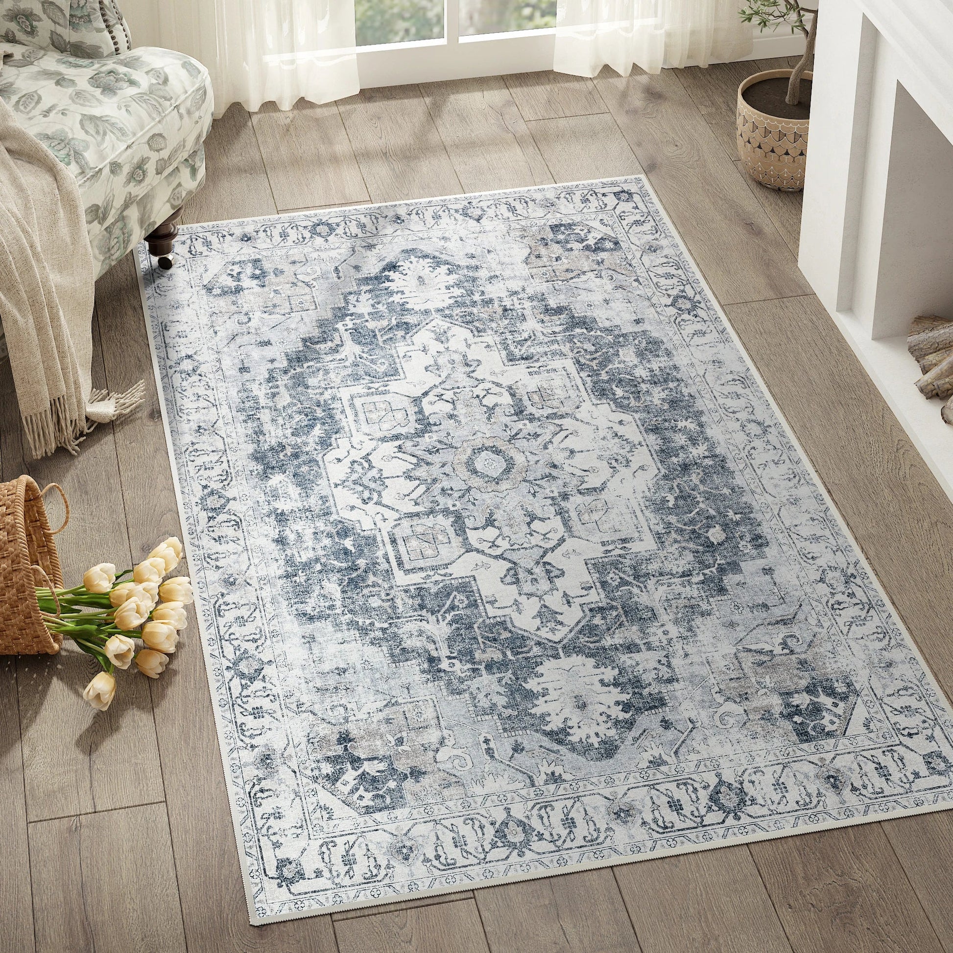 Heritage Medallion Rug | Foldable Non-Slip Oriental Style Carpet 0