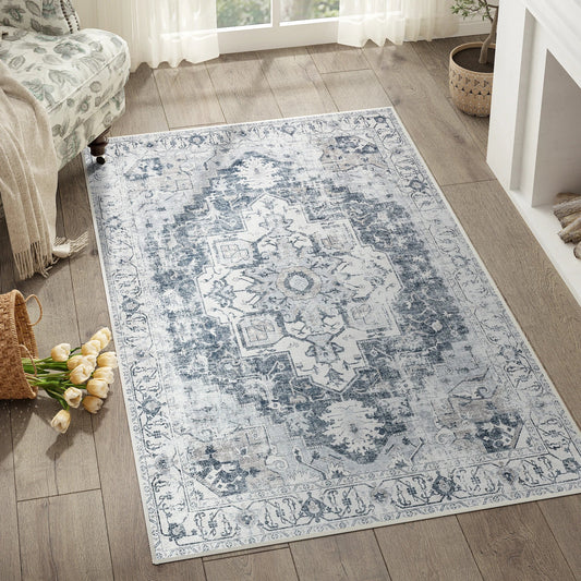 Heritage Medallion Rug | Foldable Non-Slip Oriental Style Carpet 0