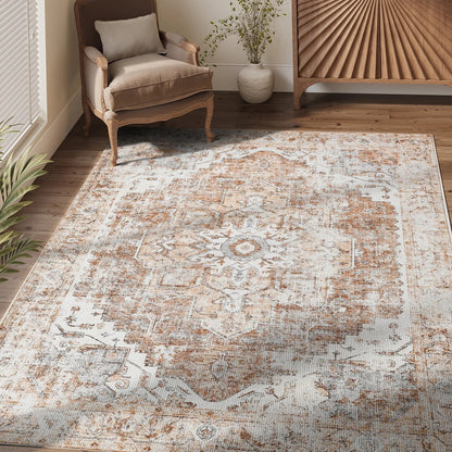 Heritage Medallion Rug | Foldable Non-Slip Oriental Style Carpet 8