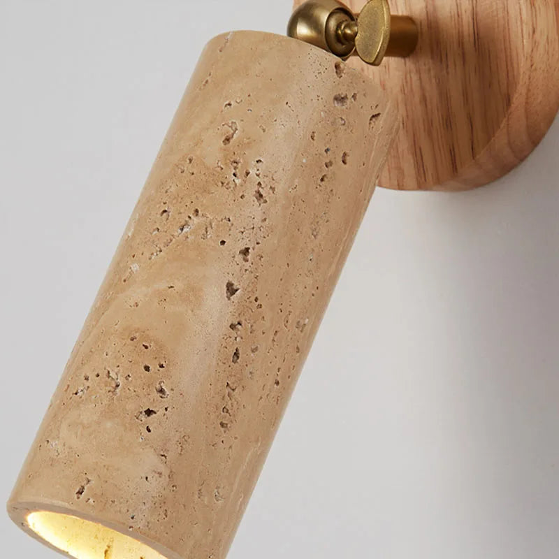 Huangdong Wall Lamp | Wabi-Sabi Travertine & Wood Light 2