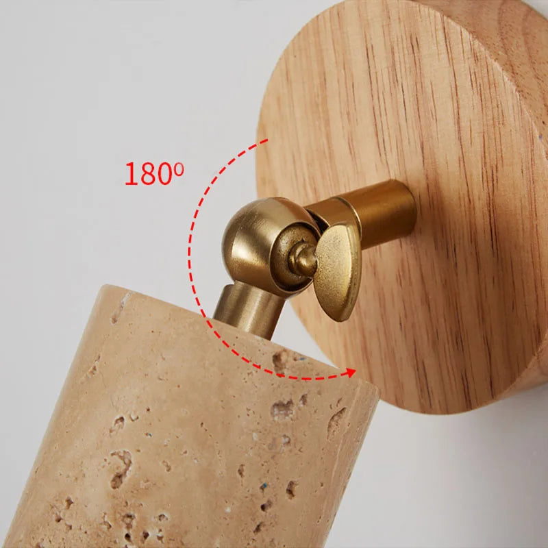 Huangdong Wall Lamp | Wabi-Sabi Travertine & Wood Light 5