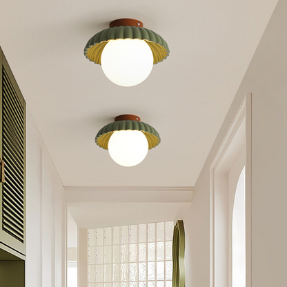 Iron Hallway Ceiling Light | Modern Glass & Metal Flush Mount 0