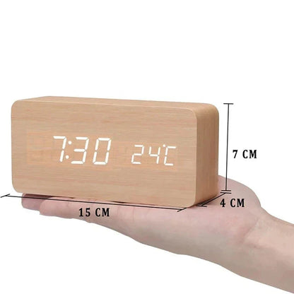 LED Smart Alarm Clock | Modern Voice-Controlled Wooden Design 10