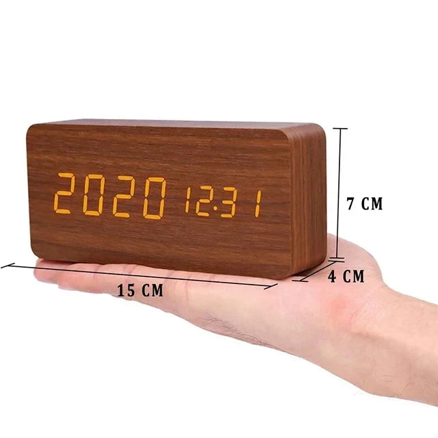 LED Smart Alarm Clock | Modern Voice-Controlled Wooden Design 11