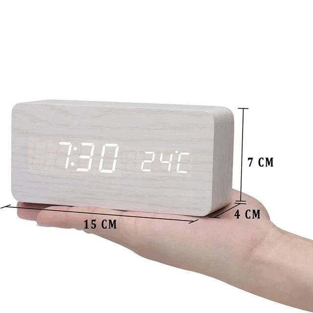 LED Smart Alarm Clock | Modern Voice-Controlled Wooden Design 9