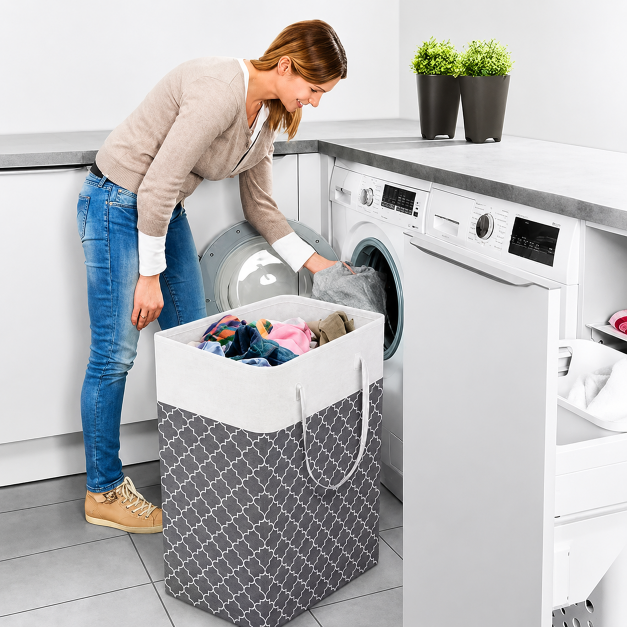 Lauva | 75L Waterproof Laundry Basket | Foldable Fabric Clothes Hamper with Handles 2