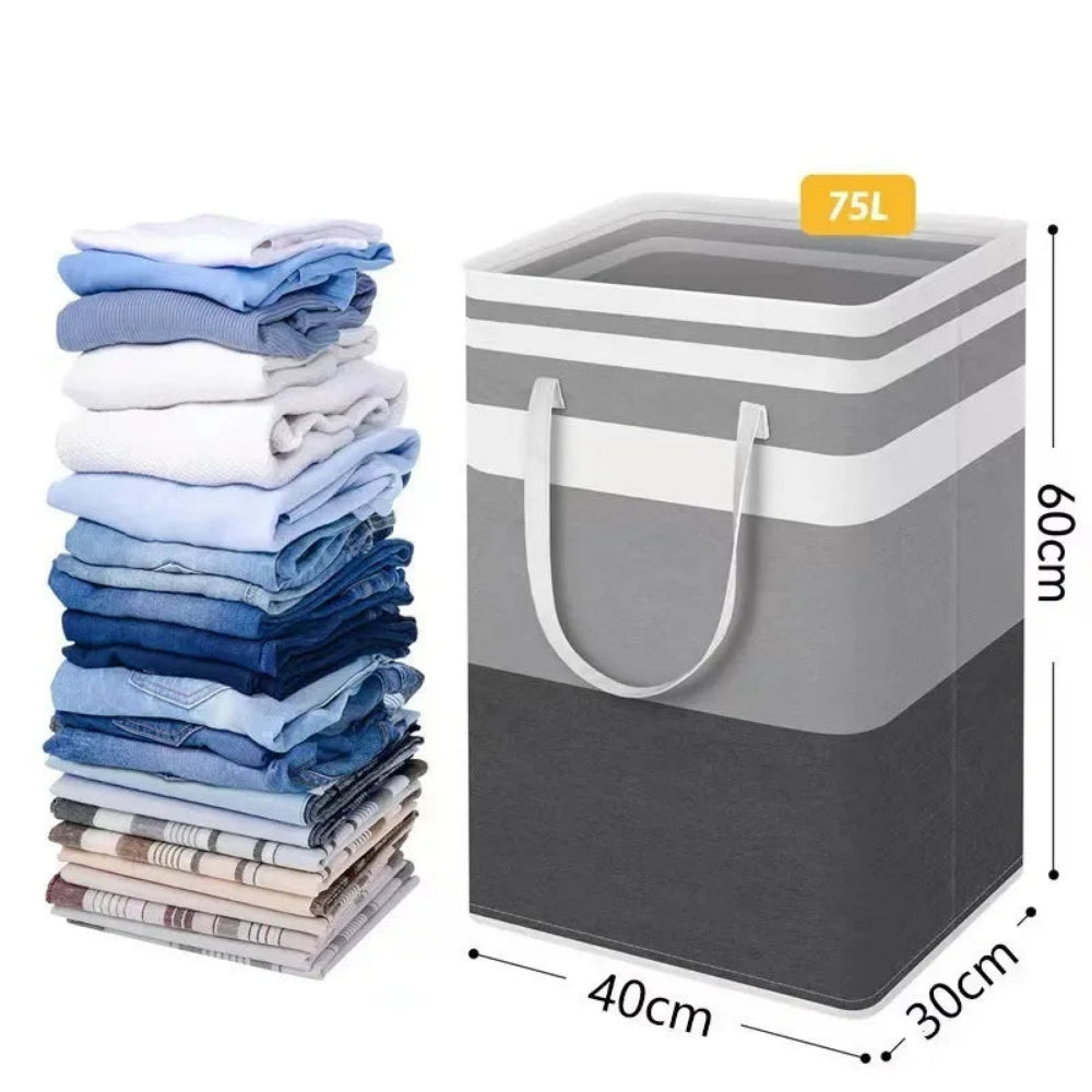 Lauva | 75L Waterproof Laundry Basket | Foldable Fabric Clothes Hamper with Handles 8