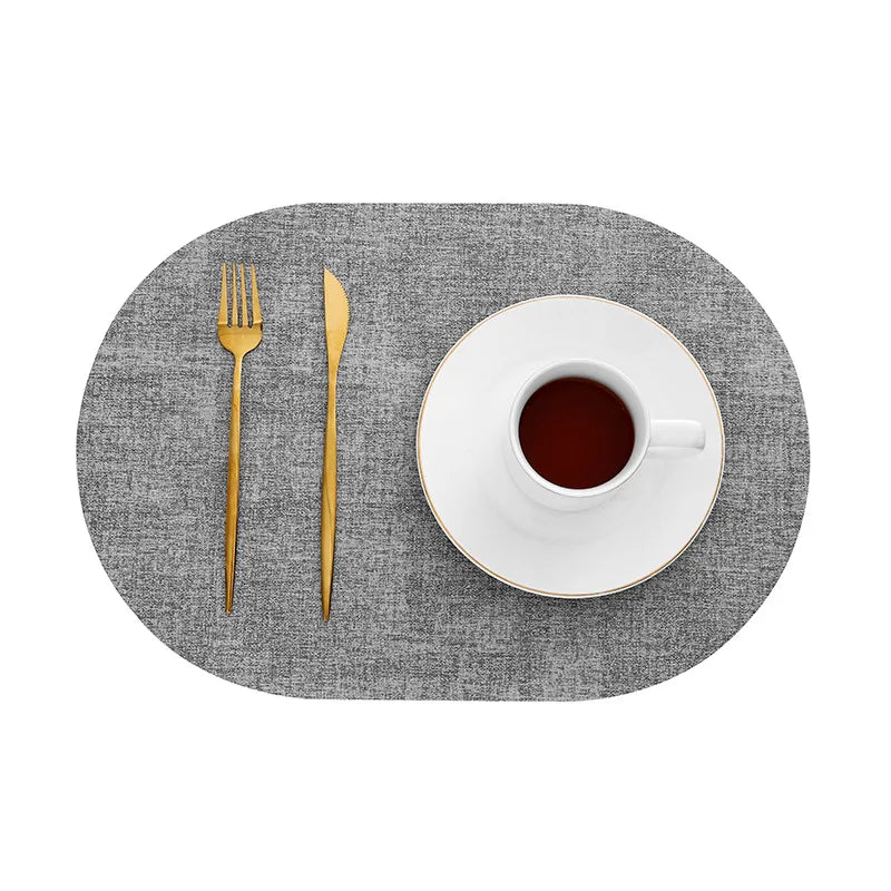 LinoMat | Oval Faux Leather Placemats | Heat Resistant &amp; Non-Slip 6