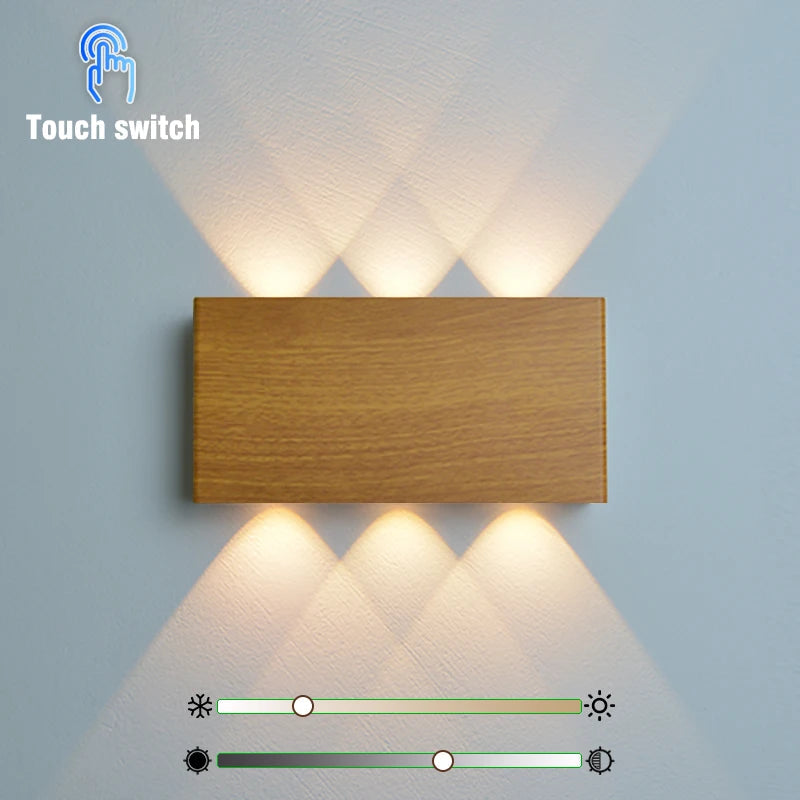 LumiBlock Rechargeable Wall Lamp | Minimalist Wood-Grain Design 0