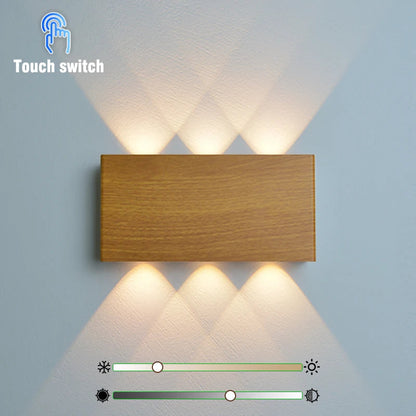 LumiBlock Rechargeable Wall Lamp | Minimalist Wood-Grain Design 0