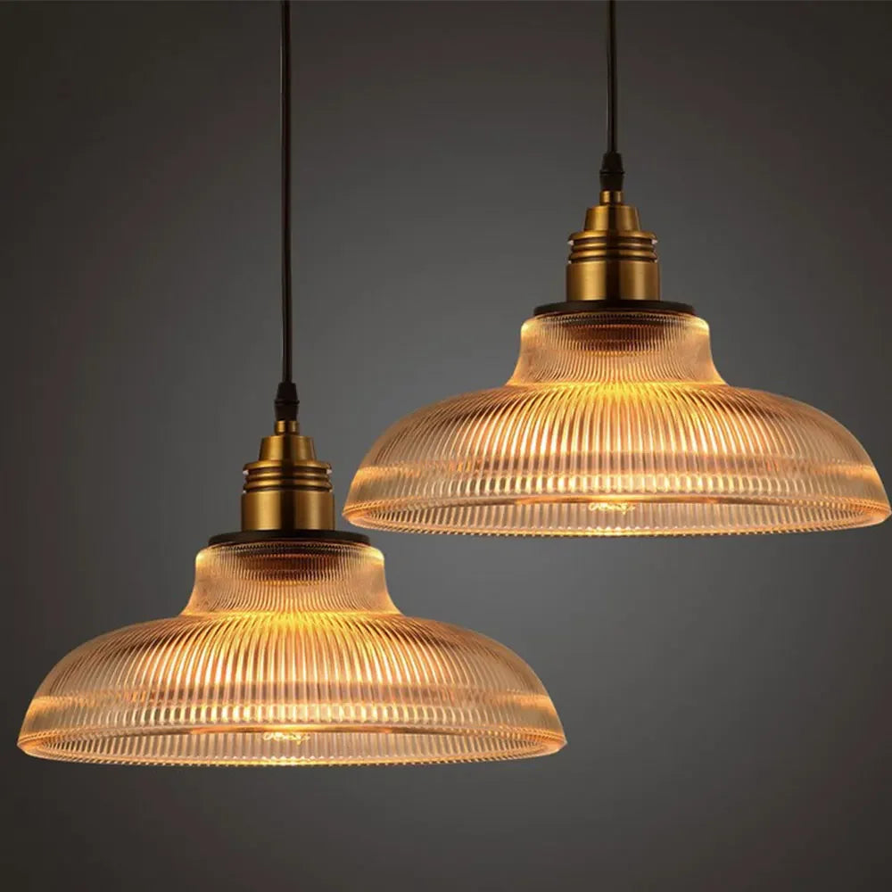 LumiVibe Glass Pendant Light | Elegant Ribbed Glass Hanging Lamp 0