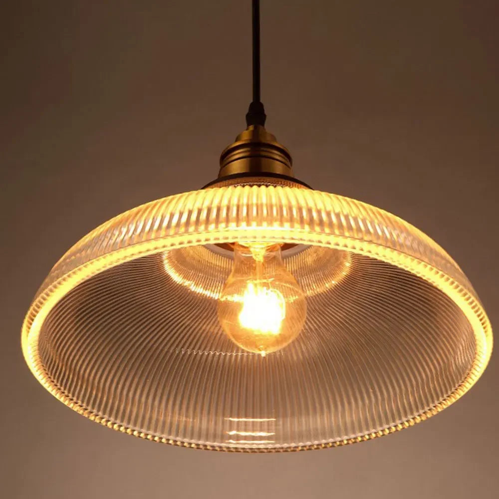 LumiVibe Glass Pendant Light | Elegant Ribbed Glass Hanging Lamp 2
