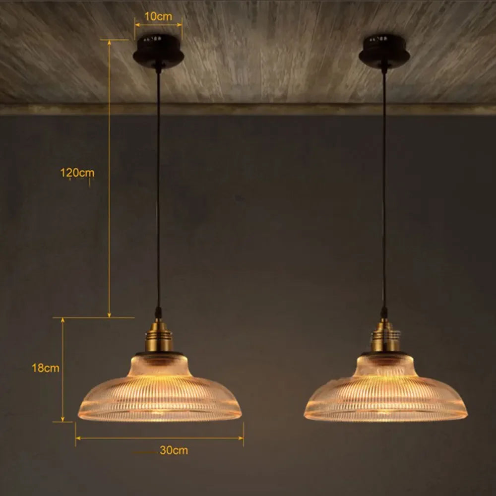 LumiVibe Glass Pendant Light | Elegant Ribbed Glass Hanging Lamp 3