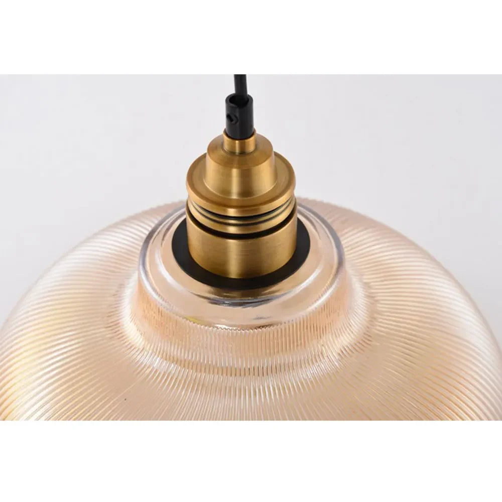LumiVibe Glass Pendant Light | Elegant Ribbed Glass Hanging Lamp 4