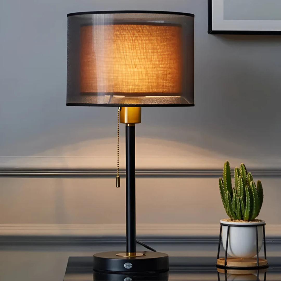 Lumis Table Lamp with Double Fabric Shade | Modern Vintage Design 0