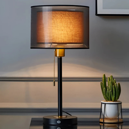 Lumis Table Lamp with Double Fabric Shade | Modern Vintage Design 0