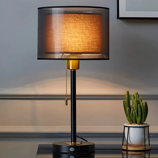 Lumis Table Lamp with Double Fabric Shade | Modern Vintage Design 0
