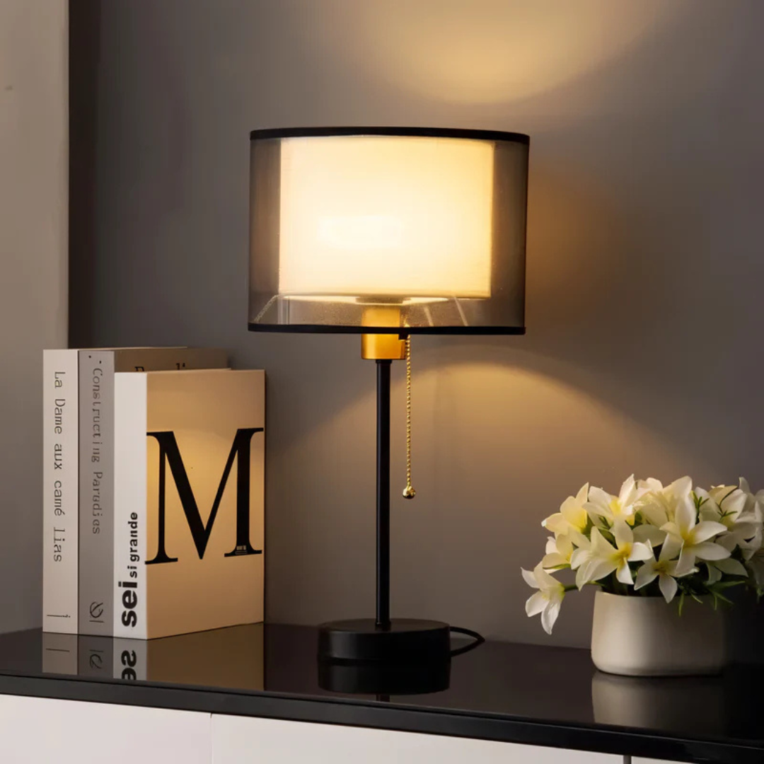 Lumis Table Lamp with Double Fabric Shade | Modern Vintage Design 1