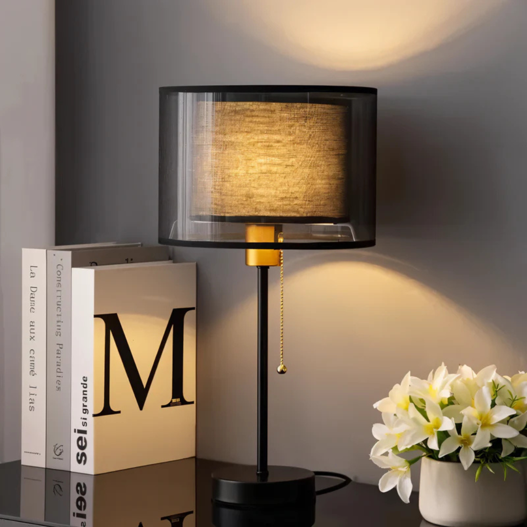 Lumis Table Lamp with Double Fabric Shade | Modern Vintage Design 3