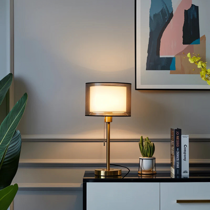 Lumis Table Lamp with Double Fabric Shade | Modern Vintage Design 4