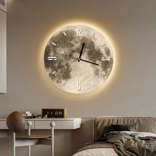 Lunar LED Wall Clock | Illuminated Moon Design 0