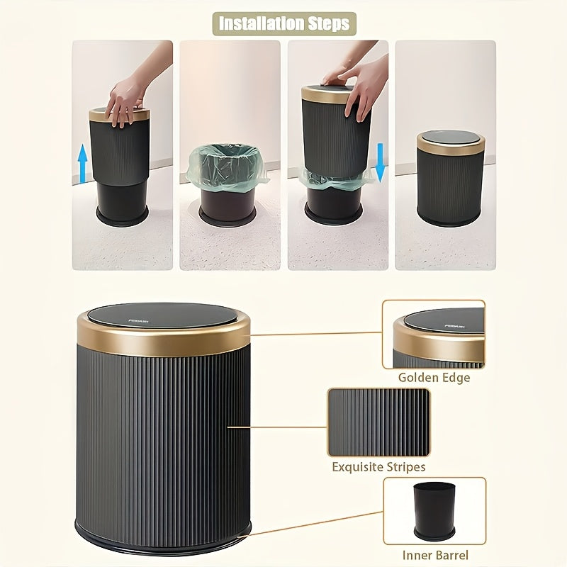 Luxury Oval Trash Can | Press-Top Waste Bin with Dual Inner Bucket 4