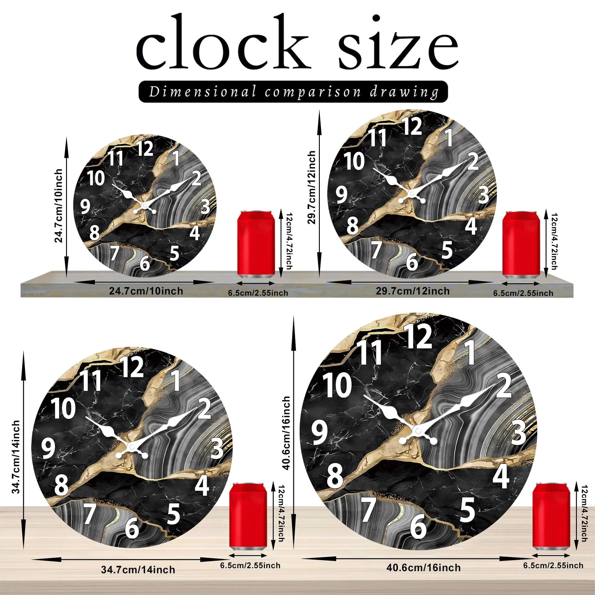 MarbellaTime | Modern Round Wooden Wall Clock | Silent Marble Design 2