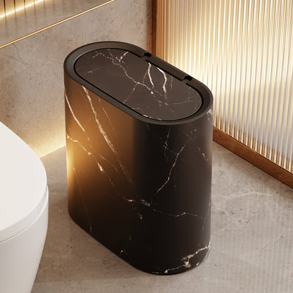 Marble Pattern Trash Can | Modern Bathroom & Kitchen Bin with Lid 10