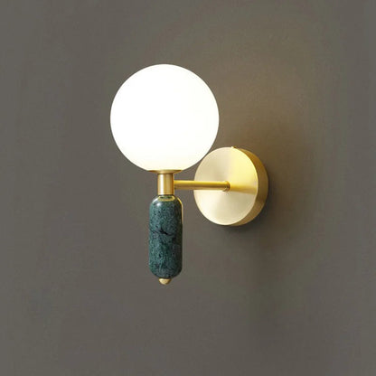 Marble & Glass Wall Lamp | Gold Finish Modern Sconce 0