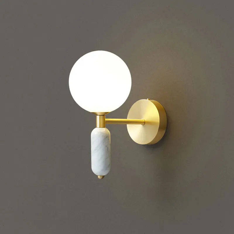 Marble & Glass Wall Lamp | Gold Finish Modern Sconce 1
