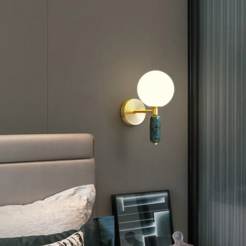 Marble & Glass Wall Lamp | Gold Finish Modern Sconce 2