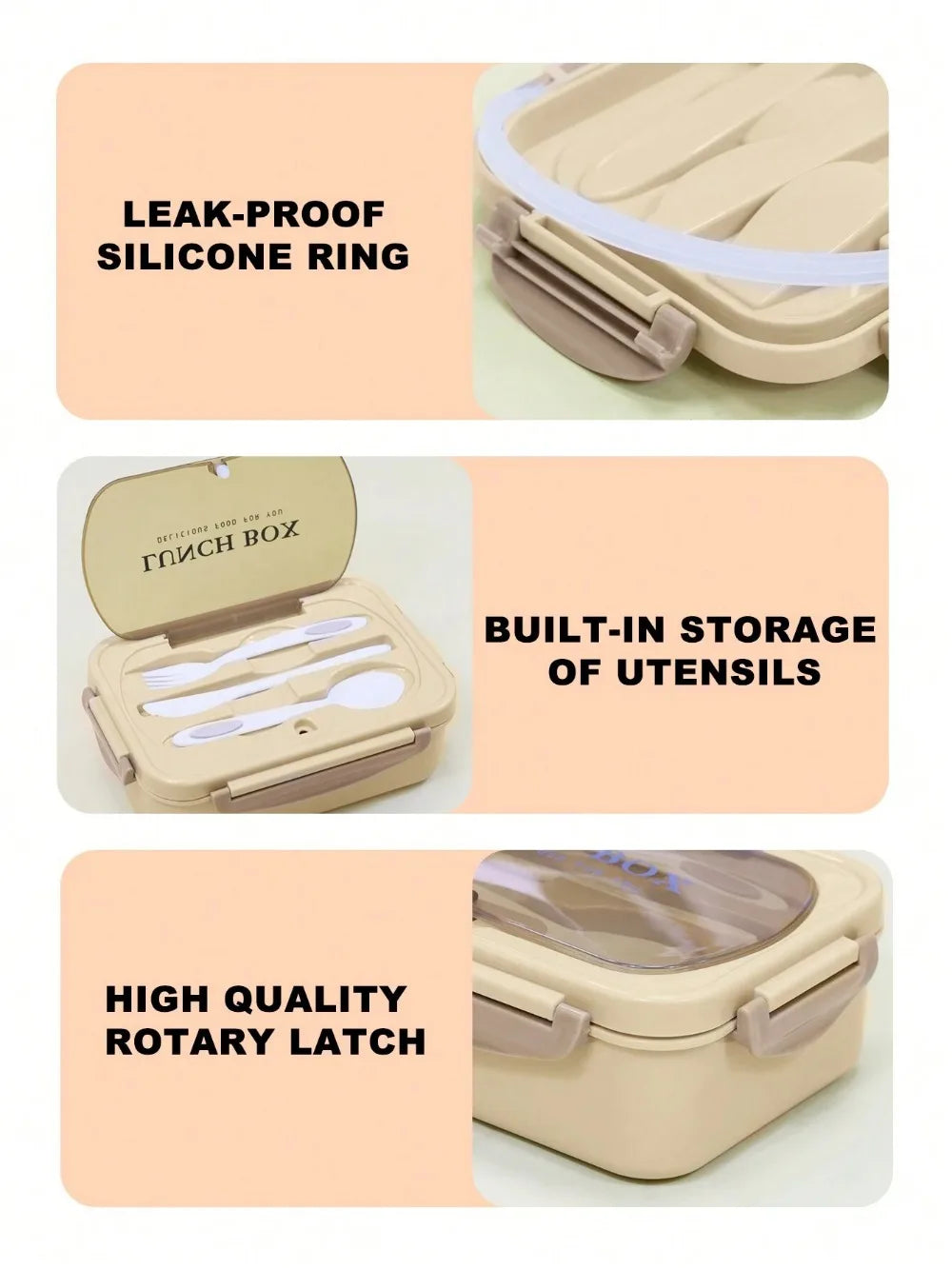 MealMate | Bento Lunch Box with Utensils | 4 Compartments & Leak-Proof Design 4