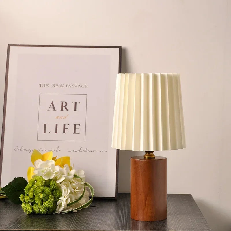 Medieval Pleated Table Lamp | Nordic Wood Base Design 2