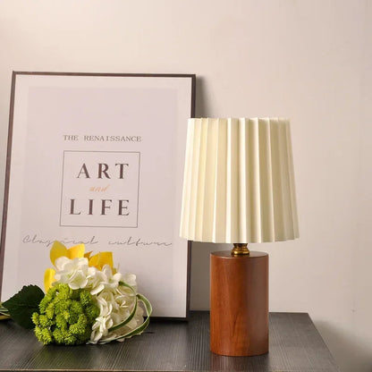 Medieval Pleated Table Lamp | Nordic Wood Base Design 2