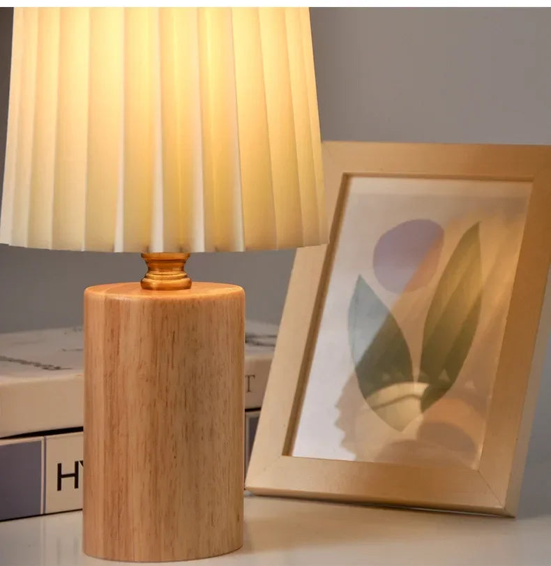 Medieval Pleated Table Lamp | Nordic Wood Base Design 3