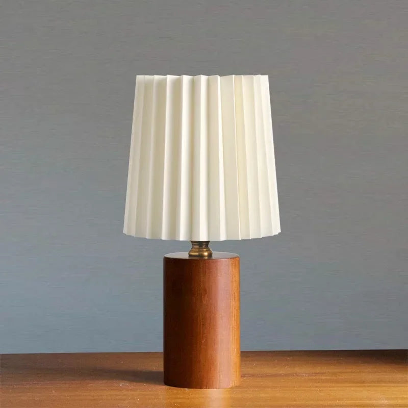 Medieval Pleated Table Lamp | Nordic Wood Base Design 4