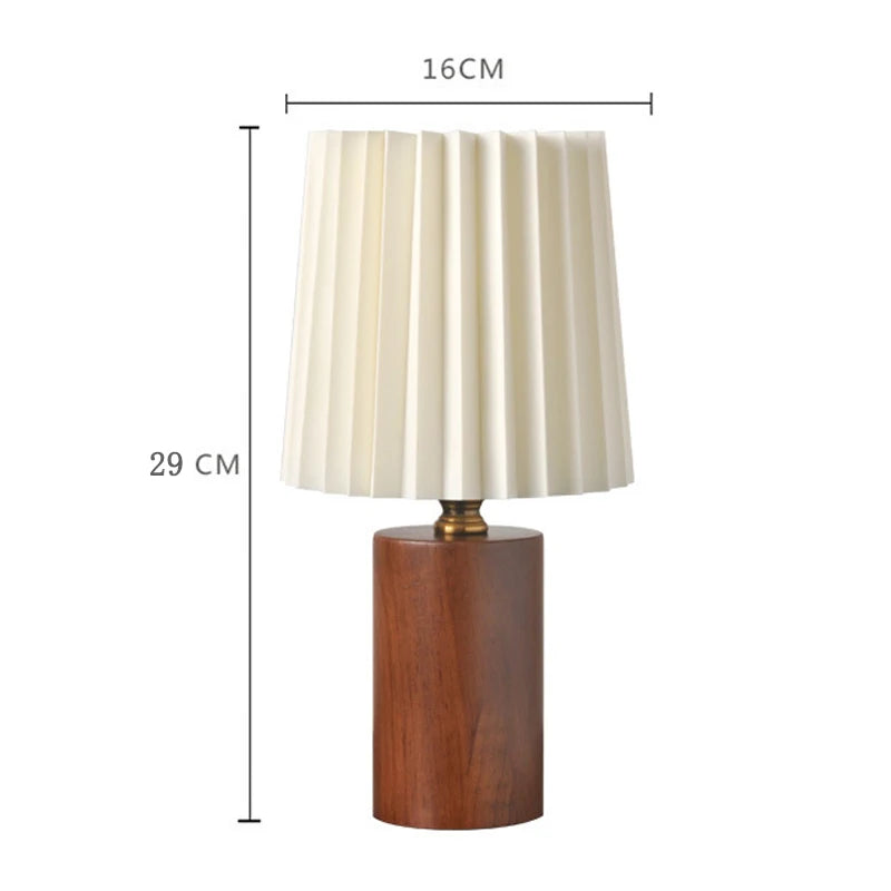 Medieval Pleated Table Lamp | Nordic Wood Base Design 5