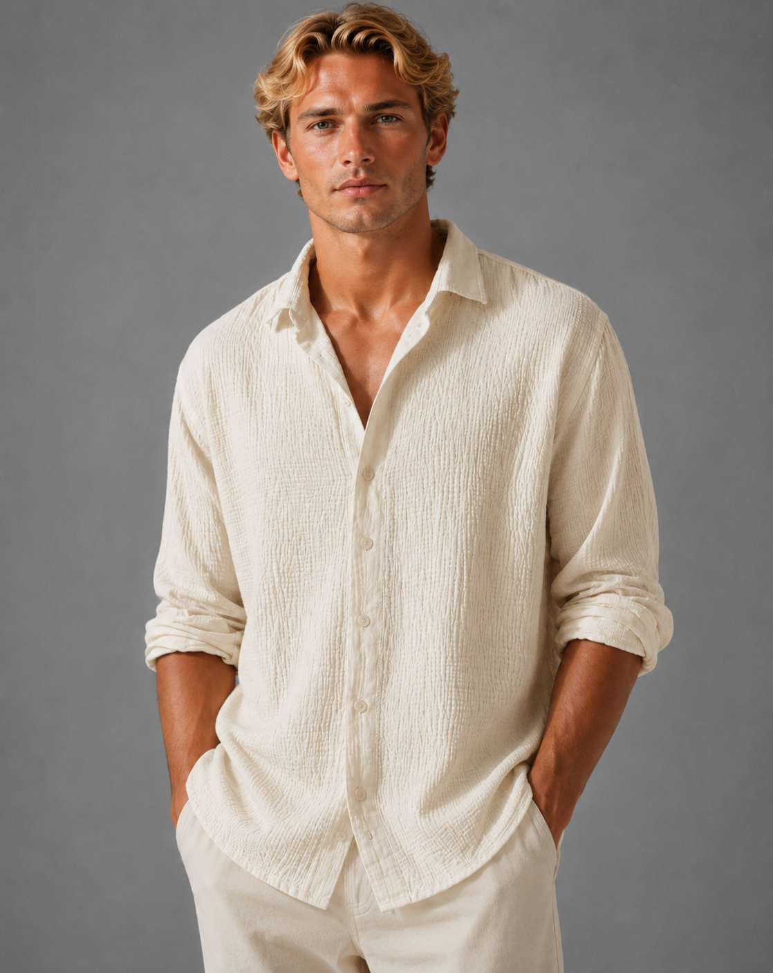 Men’s Linen Shirt – Lightweight Short Sleeve Button-Up