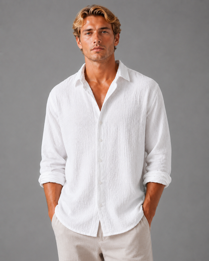 Men’s Linen Shirt – Lightweight Short Sleeve Button-Up