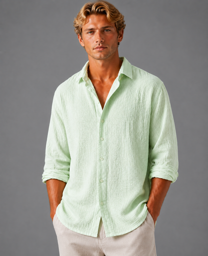 Men’s Linen Shirt – Lightweight Short Sleeve Button-Up