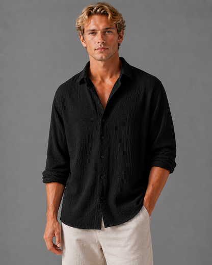 Men’s Linen Shirt – Lightweight Short Sleeve Button-Up