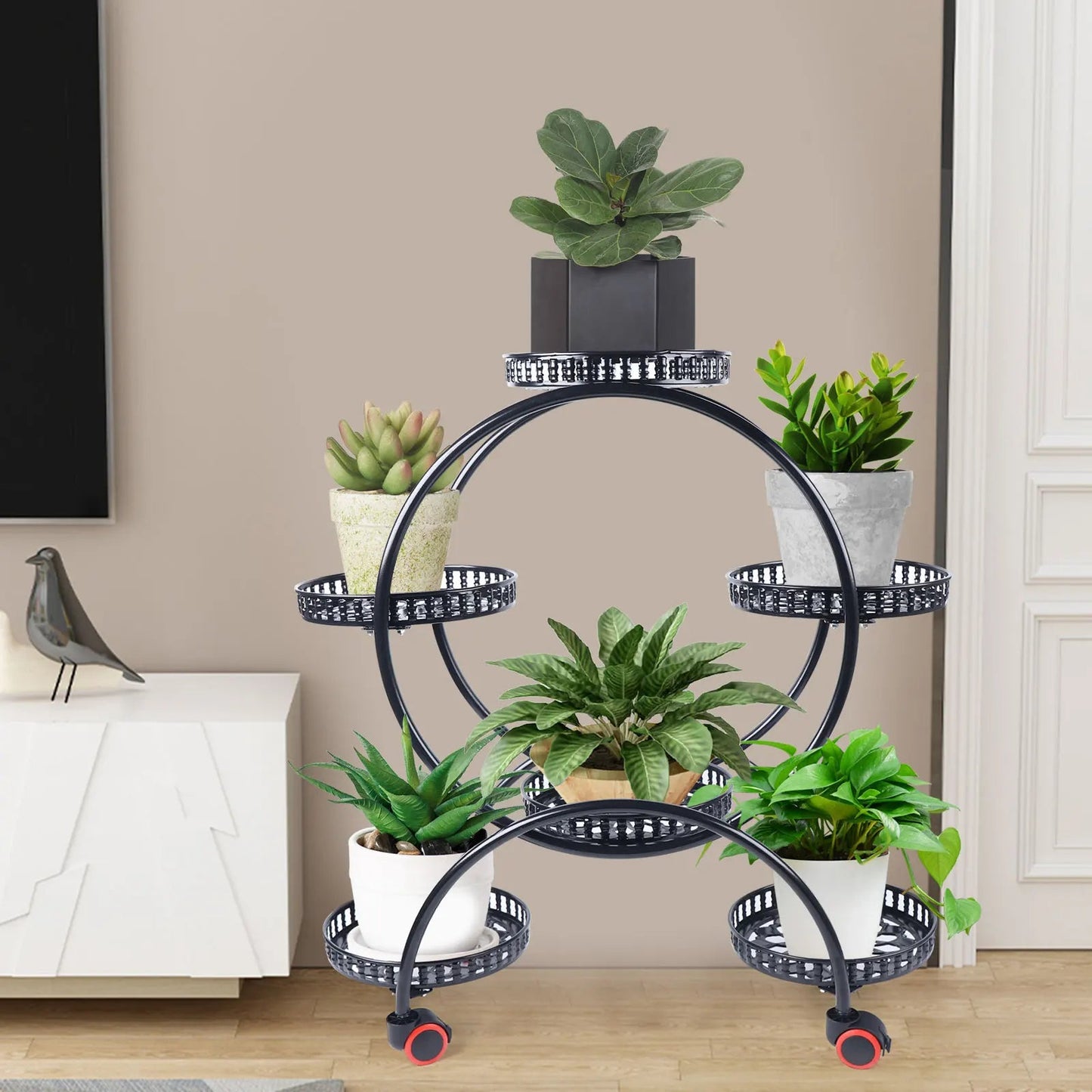 Metal Plant Stand with Wheels | 6-Tier Flower Pot Holder for Indoor & Outdoor Decoration 3